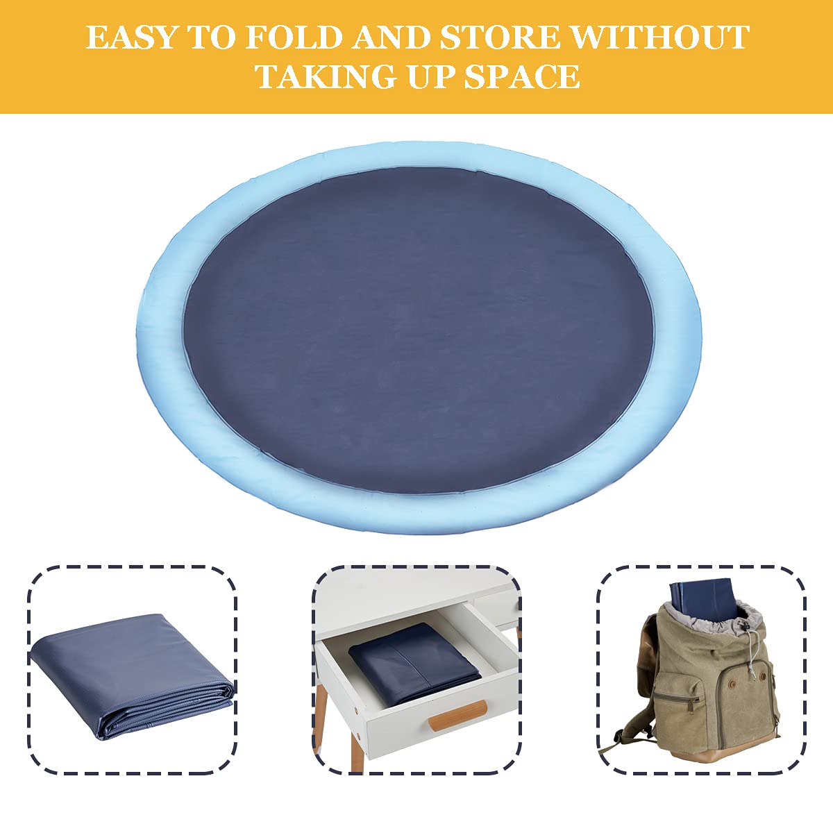 Vasca per Cani, Materassino per Giochi D'Acqua, Vasca per Cani Fashionable, Sprinkler Pad Piscina, Bagno per Animale Piscina Realizzato in Materiale PVC Ecologico