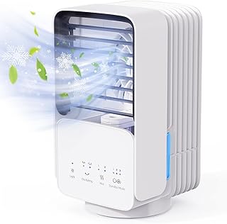 Mejores Marcas de Aire Acondicionado Portátil: Comparativa y Opiniones 4 OMISOON Aire Acondicionado Portatil, 4 en 1 Enfriador de Aire, Tanque de 800ml, 60°/120° Oscilación, 3 Velocidades, 2 Modos de Niebla, Mini Aire Acondicionado con Luz LED, Ideal para Hogar, Oficina