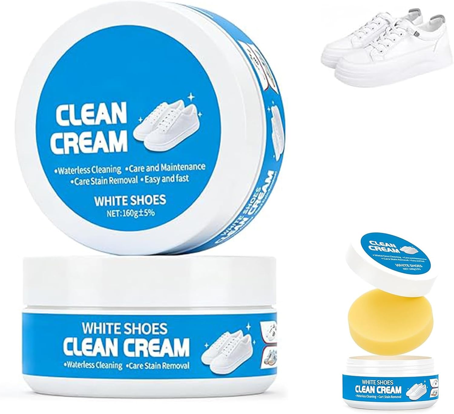 Crema Limpiadora para Zapatos Blancos, 2 Piezas