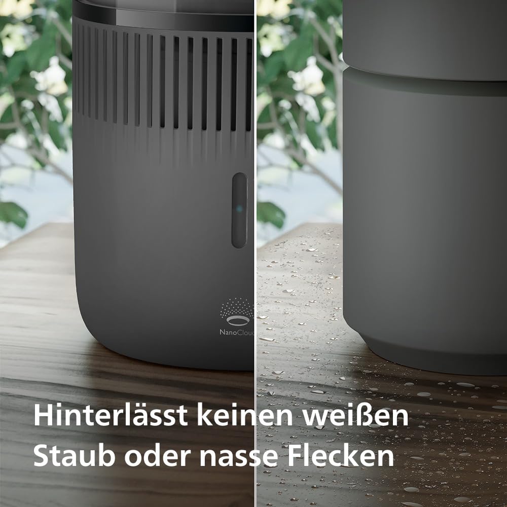 Philips 5000 Series Smart Verdunstungsbefeuchter 45m² 12dB leise NanoCloud 300 ml/h 4,5L Tank Schwarz HU5600/03