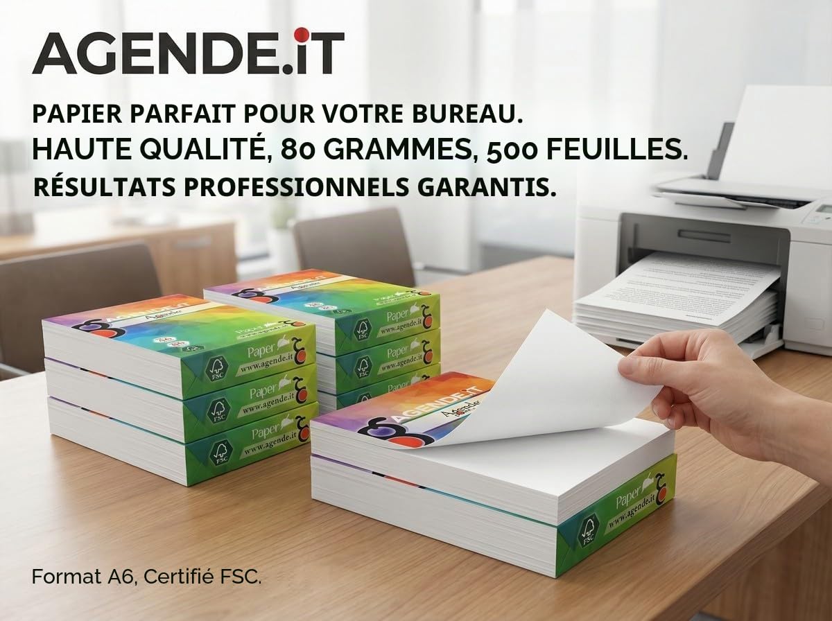 Rames papier A6 pour photocopies et impressions 4 rames de 500 feuilles 80 g blanc 10 x 15 2 000 feuilles au total papier haute qualité