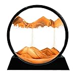 Muyan Moving Sand Art Picture Sandscapes in Motion Round Glass 3D Deep Sea Sand Art for Adult Kid Large Desktop Art Toys (Orange, 12 Inch)