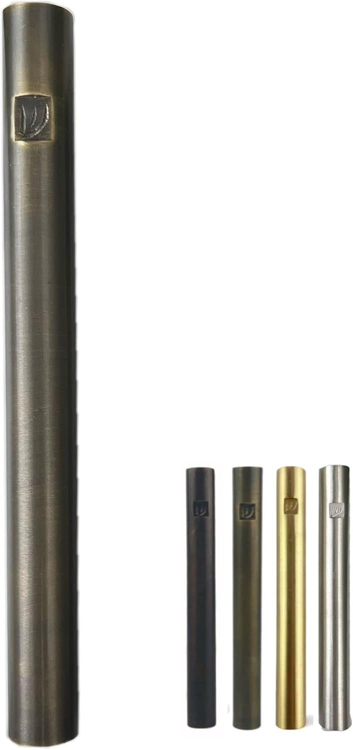 A&S Brass Mezuzah Case With Scroll For Door Weatherproof Metal Mezuza Cover Home Blessing and Protection Housewarming Gift (Bronze/Solid, 6 Inches)