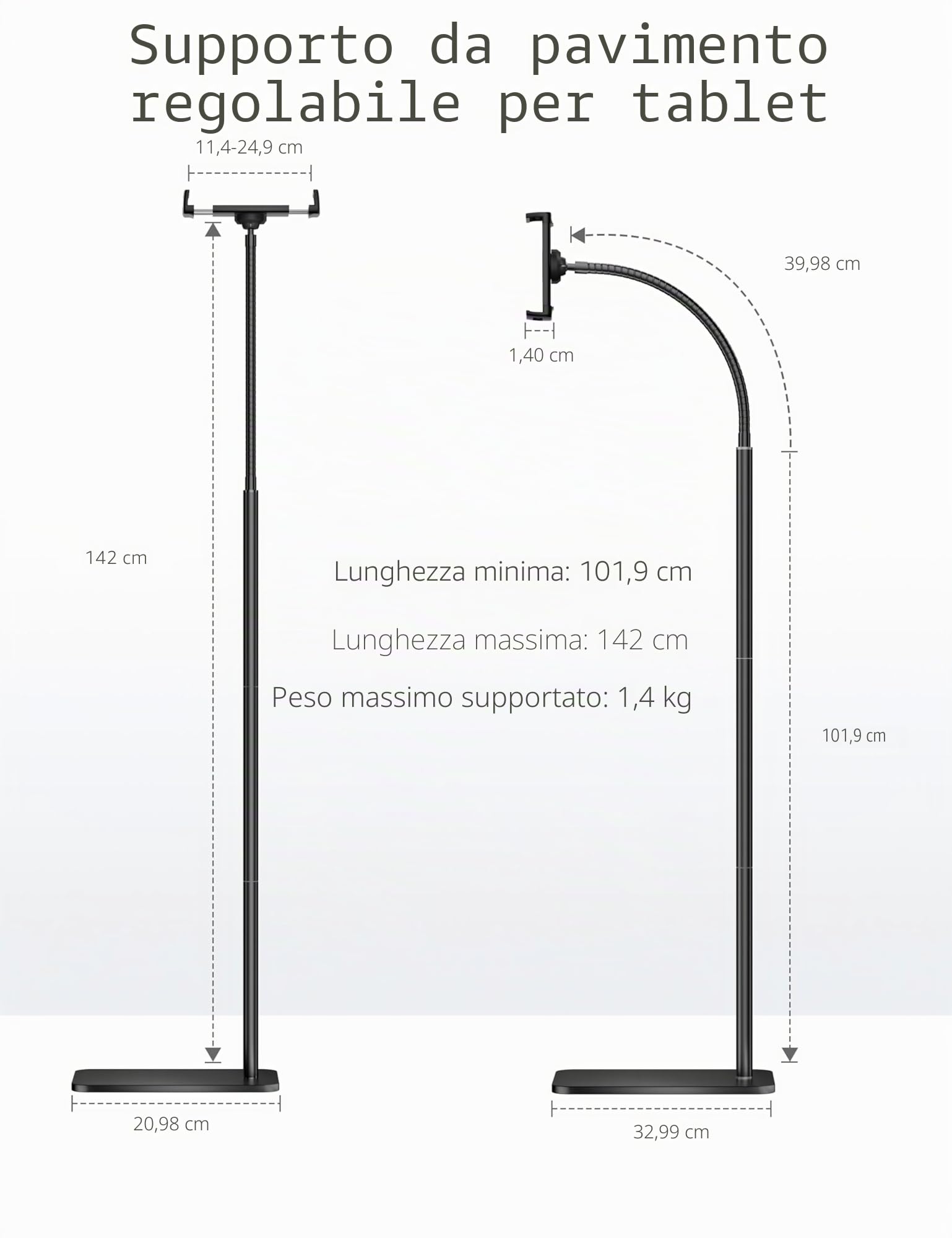 LanPavilion Supporto per iPad e Tablet in Metallo con Asta Flessibile, Compatibile con 4,7''-13''