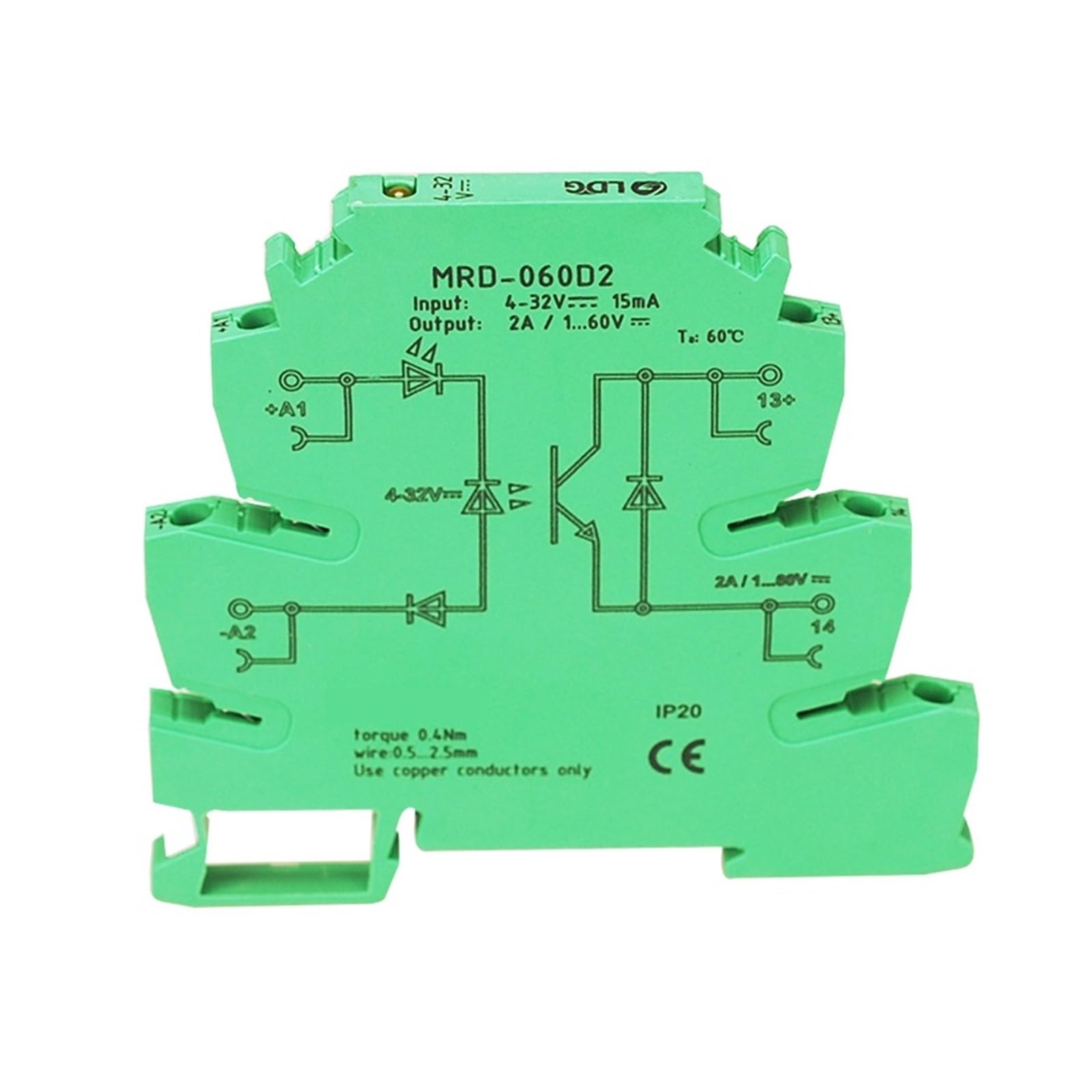 MRD-060D2 10 sztuk 2A Smukły programowalny wskaźnik LED Skrzynka przekaźnikowa SSR Wejście DC DC: Płytka sterująca modułu przekaźnika półprzewodnikowego 5 V 12 V 24 V DC (zielony)