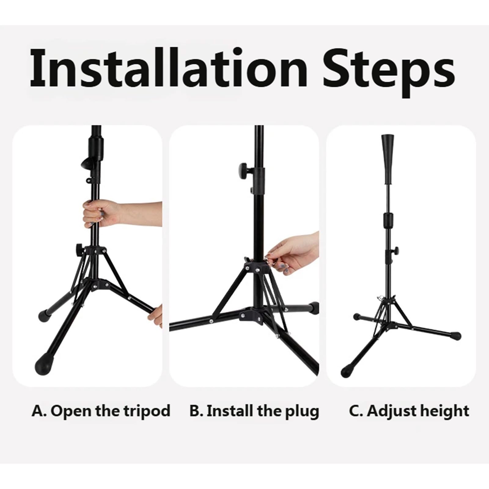 Base de bateo plegable portátil de altura ajustable, soporte para prácticas de béisbol, sóftbol, durabilidad, base de golpeo con parte superior de goma