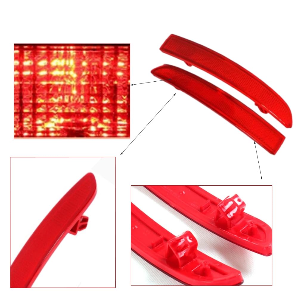 Heckstoßstangen-Reflektor, 1 Paar Heckstoßstange Reflektierende Markierungsleuchte Lichtreflektor Kompatibel mit Volkswagen Golf 5 Mk5 R32 2004-2009, Rot