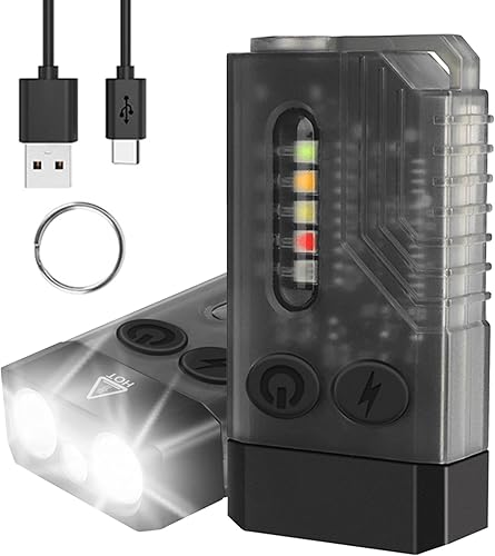 FiTORCH Linterna EDC pequeña y potente, llavero LED recargable superbrillante de 1000 LM con luz UV de 365 nm, luz azul roja, verde y azul, mini