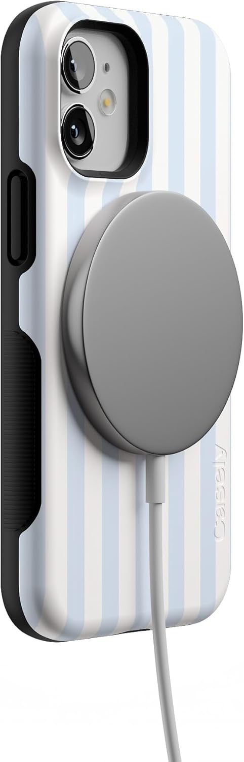 Casely iPhone 12 Mini Case | Blue Stripes | Sunday Best | Bold Protective Design | Compatible with MagSafe