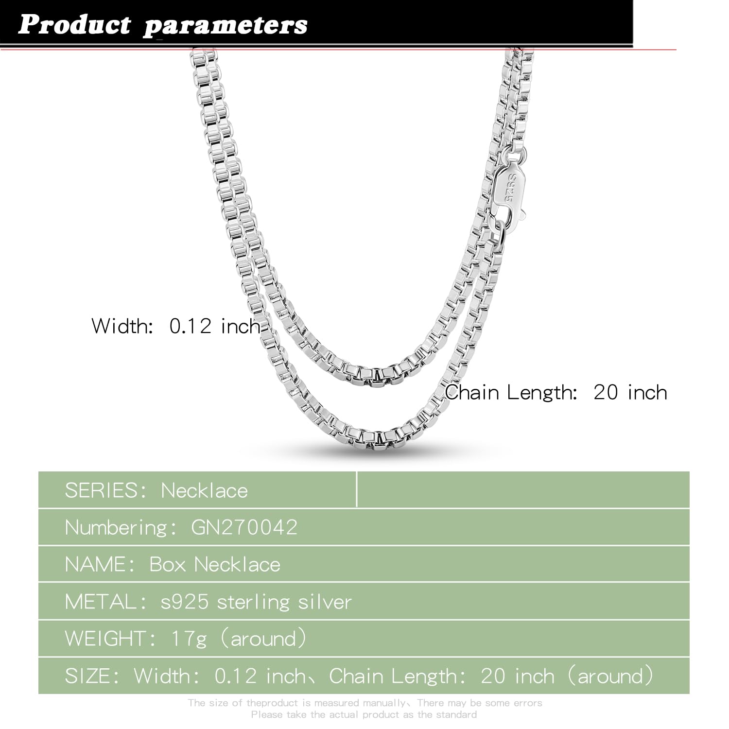 Dankadi - Collar fino de 3 mm en plata 925, cadena Rolo Fine 16" 17" 18" 19" 20" 22" 24" 26" 28" 30" para colgante de eslabones de caja cuadrada dorada, diseño italiano joyas para hombre mujer