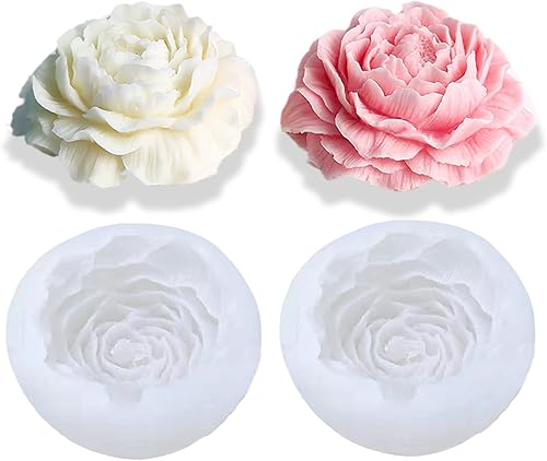 Miniatura 1 de TOPYS 2 moldes para velas de flores de peonía, molde de jabón hecho a mano con flores 3D para fondant, hecho a mano, loción, barra, crayón, crayón,
