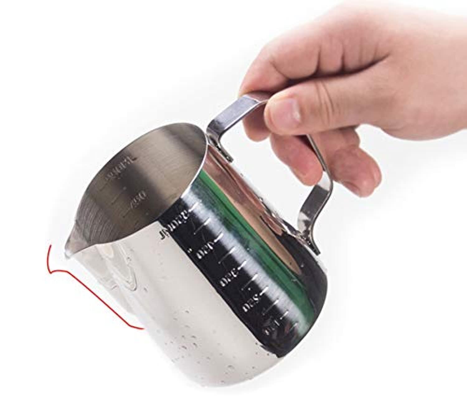 KB Stainless Steel Milk Frothing Pitcher Espresso Coffee Barista Craft Latte Cappuccino Milk Cream Cup Frothing Jug Pitcher (550ml)