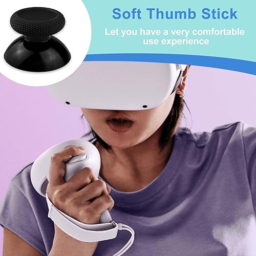 Miniatura 6 de DTESL 2Pcs Black Thumbstick Replacement for Meta Oculus Quest 2,4Pcs Thumbstick Silicone Cap Cover with Prying Tool (Black)