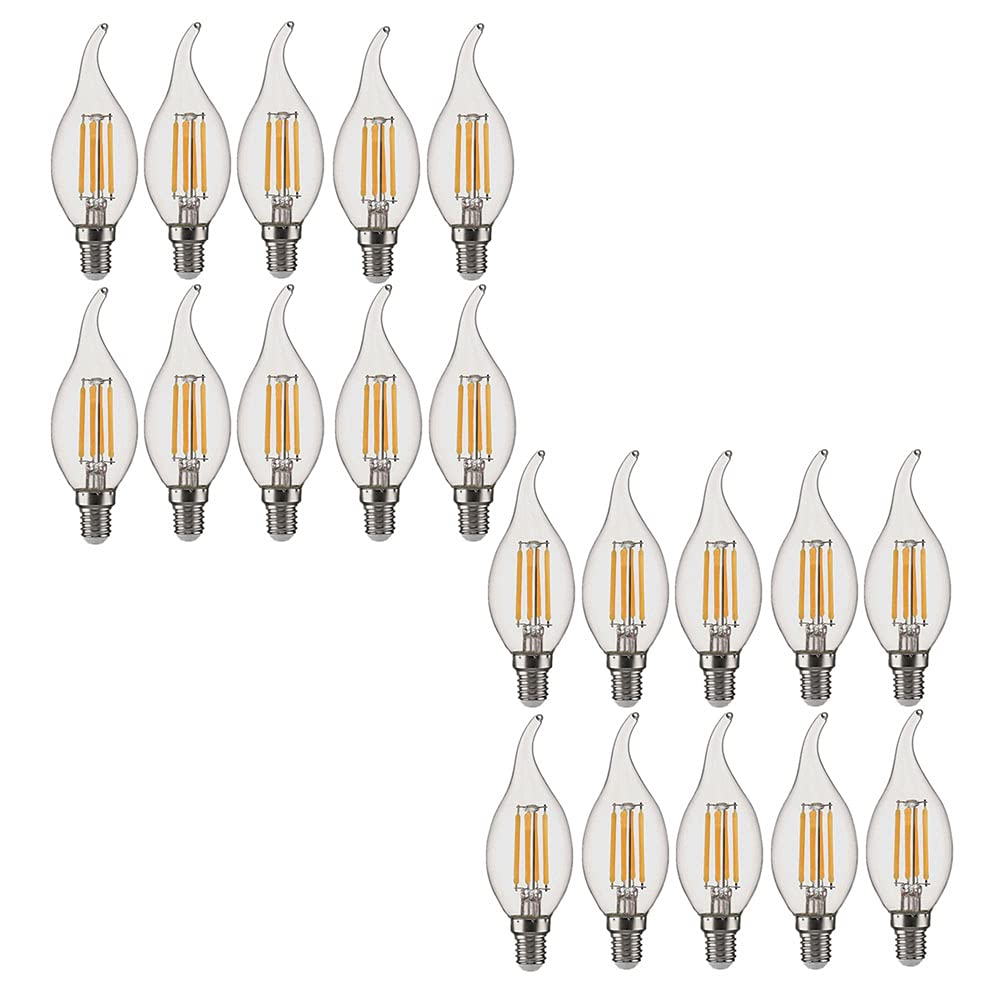 20 Confezioni Lampadine a Candela LED E14 6W(Equivalente a 60W) Lampadina a Filamento LED C35 Non Dimmerabile 600LM,Lampada a Candelabro a Risparmio Energetico Vintage Bianco Caldo 2700K