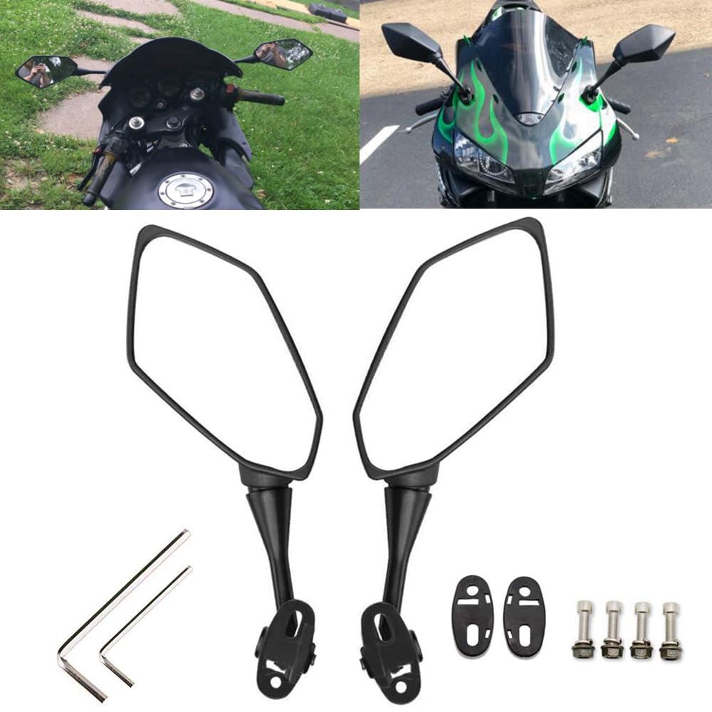 Photo 1 of Motorcycle Rear Mirrors Compatible with CBR250R CBR300R CBR500R CBR600 F4 F4I CBR900RR CBR919RR CBR929RR CBR954RR VTR1000 GT125R GT250R GT650R GT650S Black