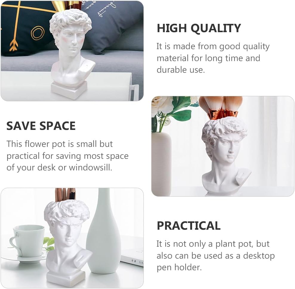 NUOBESTY Funny Statue Pen Holder Creative Plant Container Desk Organizer 6.29In Unique Resin Pencil Cup for Office and Home Use