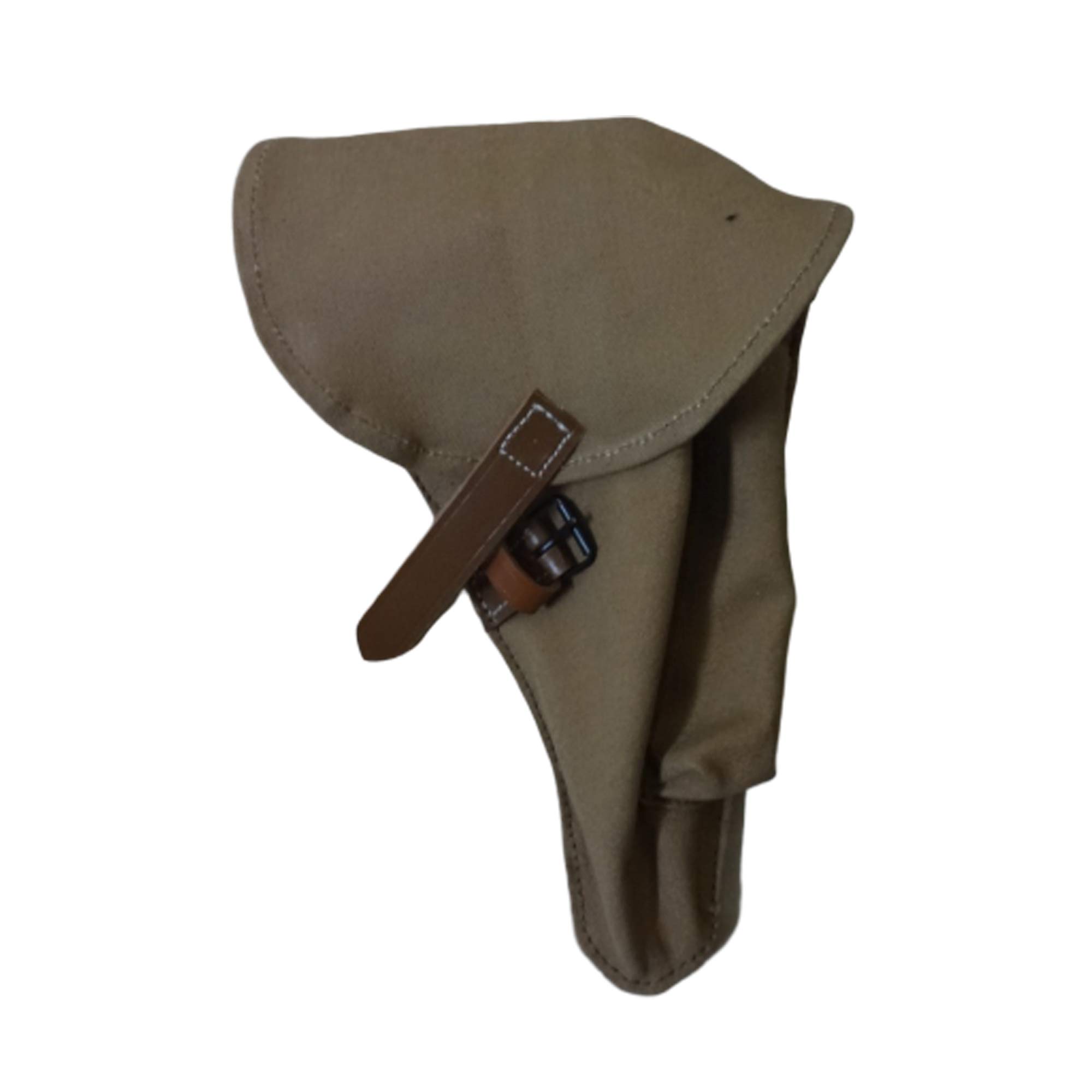 Warreplica WWII P08 Luger Holster, Khaki Canvas DAK Reproduktion, Wehrmacht/Luftwaffe Reenactment-Ausrüstung, Feld-Zubehör für 9mm Pistole, Historisches Militär-Equipment, Authentische Feldausstattung