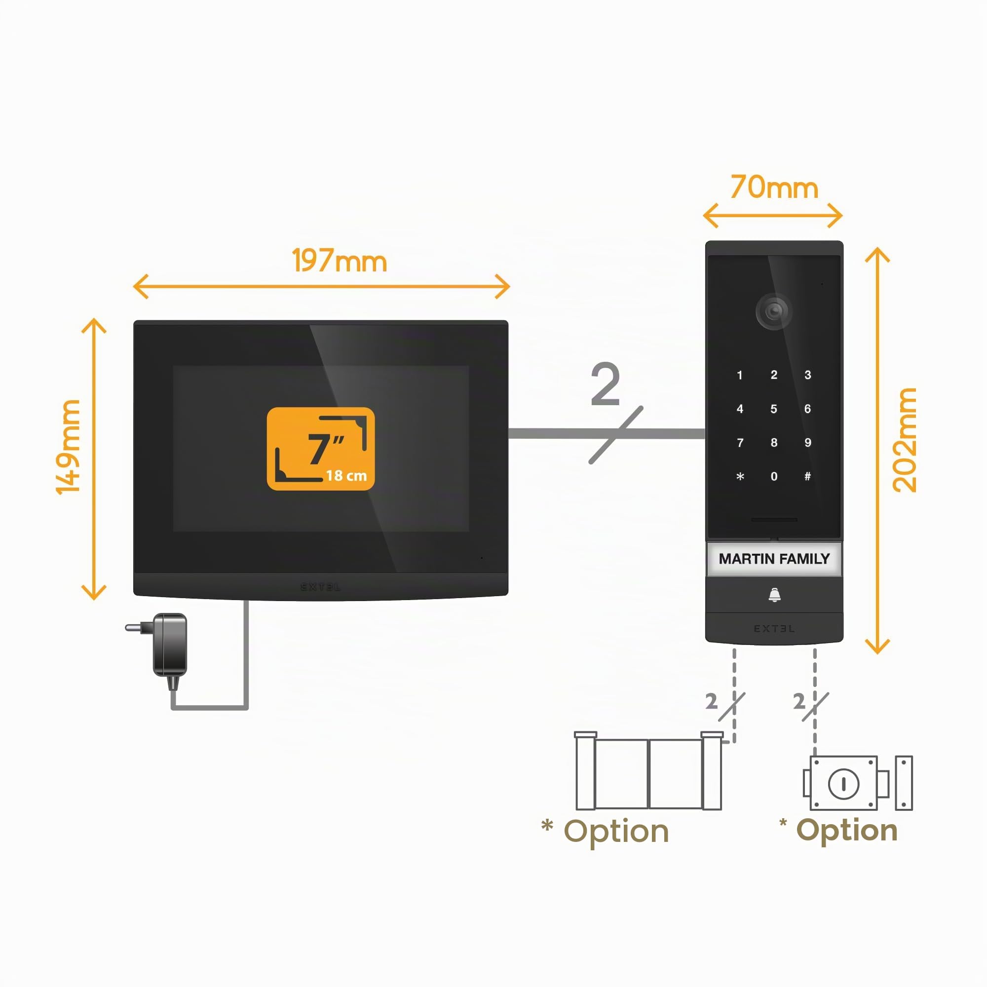 EXTEL Video-Türsprechanlage, Open 3K, 2-Draht, Tastatur, App