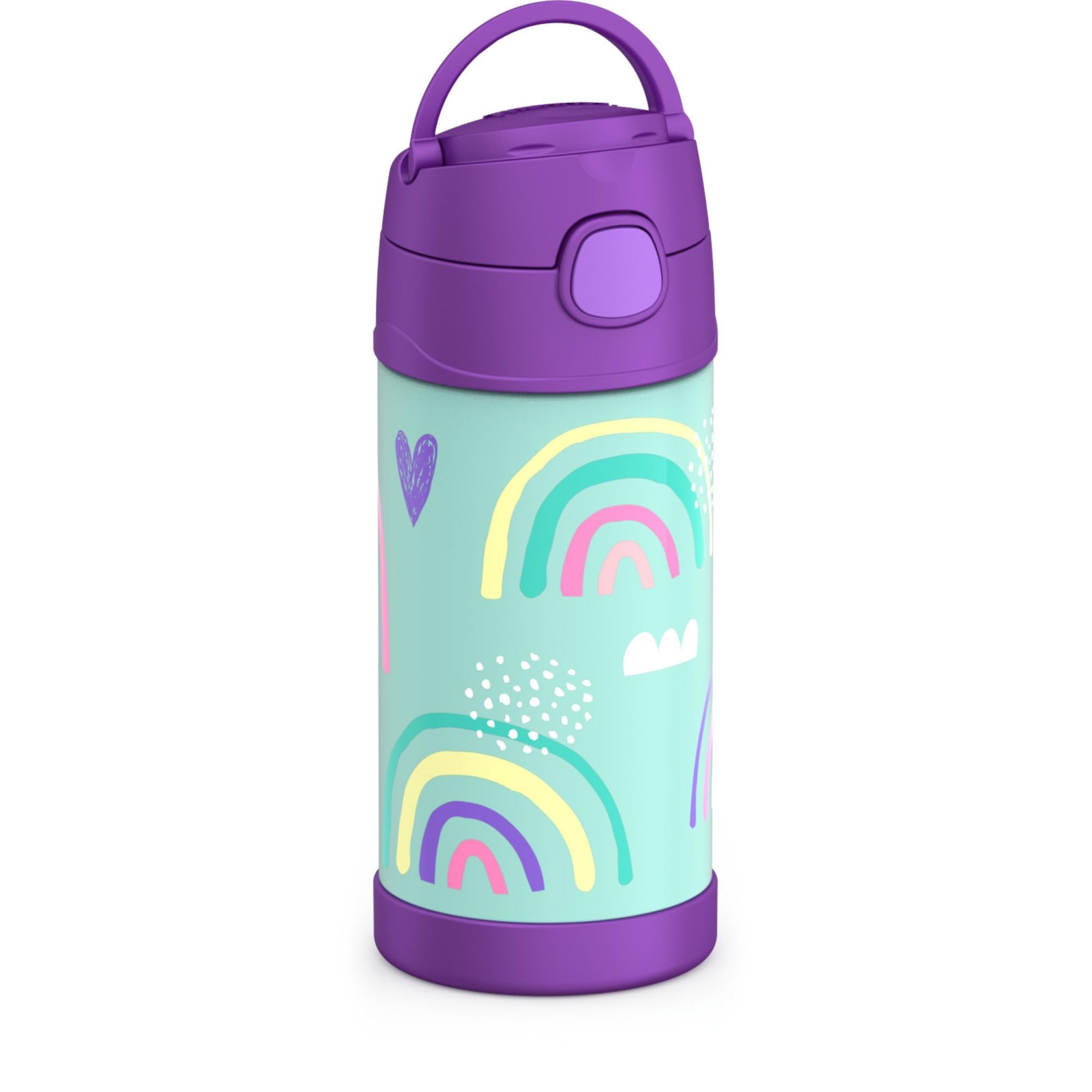 THERMOS FUNTAINER STAINLESS STEEL KIDS RAINBOWS BOTTLE 355ML, F40123RA, KIDS WATER BOTTLE WITH STRAW, INSULATED FLASK, HYDRATION BOTTLE WITH LID