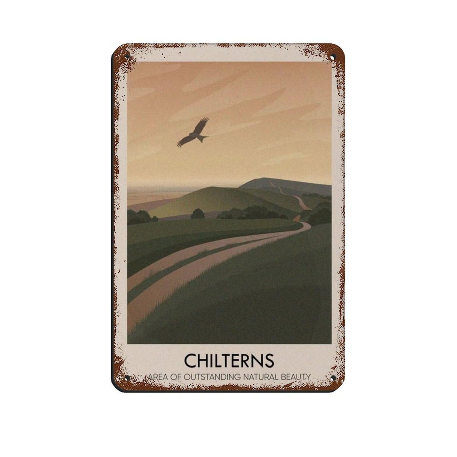 Lxwnze 20L X 30W Cm Chilterns Aonb Travel Poster Retro Poster Metal Tin Sign Chic Art Retro Iron Painting Bar People Cave Cafe Family Garage Poster Wall Decoration 8X12inch(20X30cm)