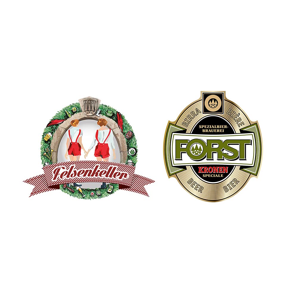 FORST Set 24 Bottiglie da 33 cl Degustazione Birra Forst Felsenkeller e Kronen Italiana Luppolo Malto Artigianale, Birra Forst 24 Bottiglie - 7,92 Litri