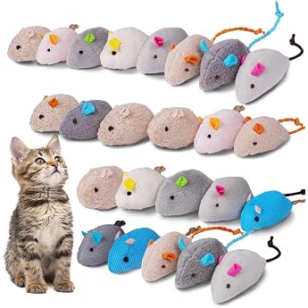 Cat Toy Mouse 24 Pieces Plush Mice with Catnip Interactive Toy for Cats and Kittens