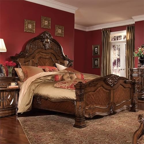Michael Amini Windsor Court Four Poster, California King, Vintage Fruitwood #TOP2