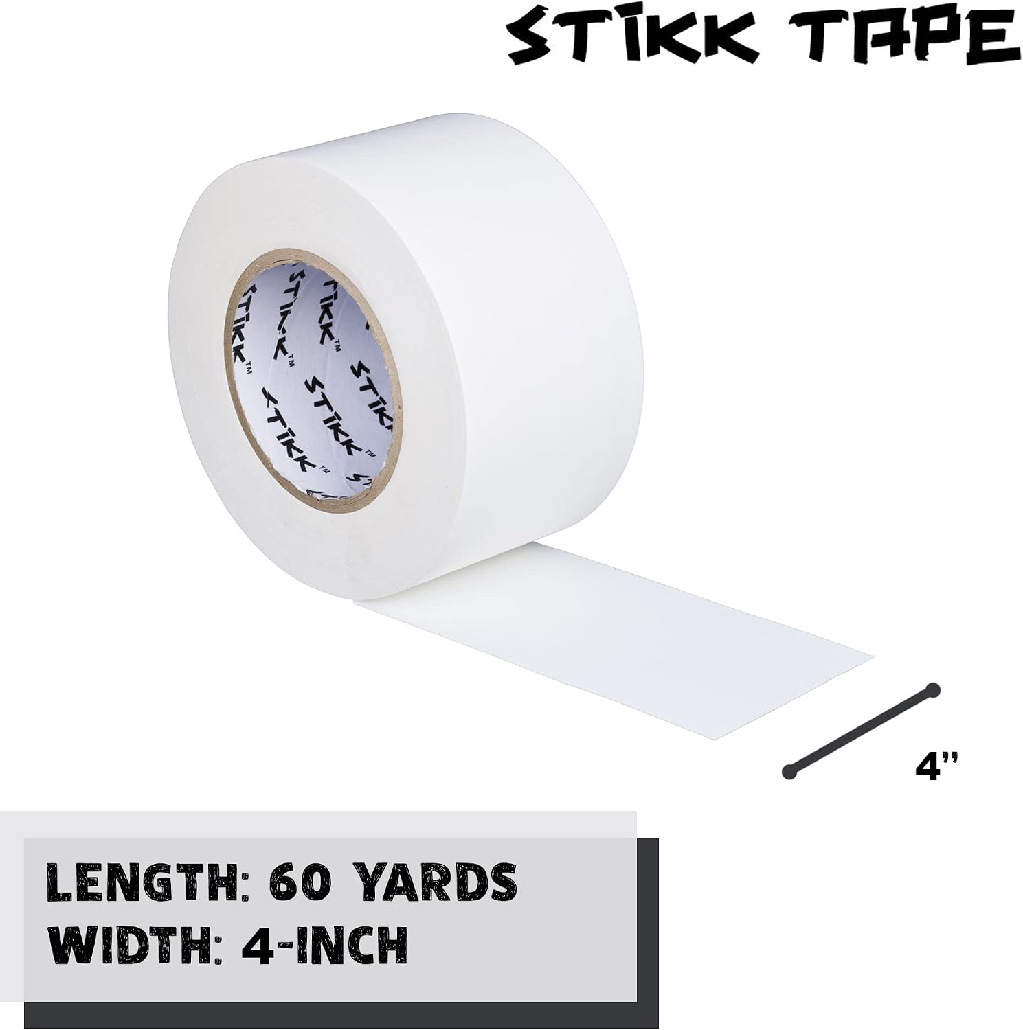 STIKK Gaffer Tape - White Gaffers Tape - 4 inch x 60 Yards - Pro Gaff Tape for Staging Work - Grafting Tape for Filming, Photography, Radio - Effective Heavy-Duty Water Resistant Gaff Tape