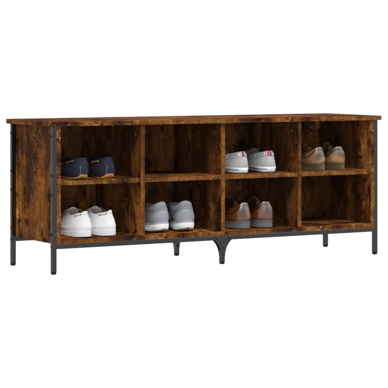 ZEYUAN Zapatero Madera de ingeniería Roble Ahumado 131x35x50 cm, Mueble Zapatero Estrecho, Organizador Zapatos Armario