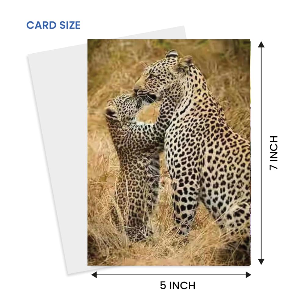 Tarjeta de felicitación con temática de naturaleza animal, tamaño más grande con imagen trasera e interior en blanco, tarjeta única para el día de la madre para colecciones de amantes de