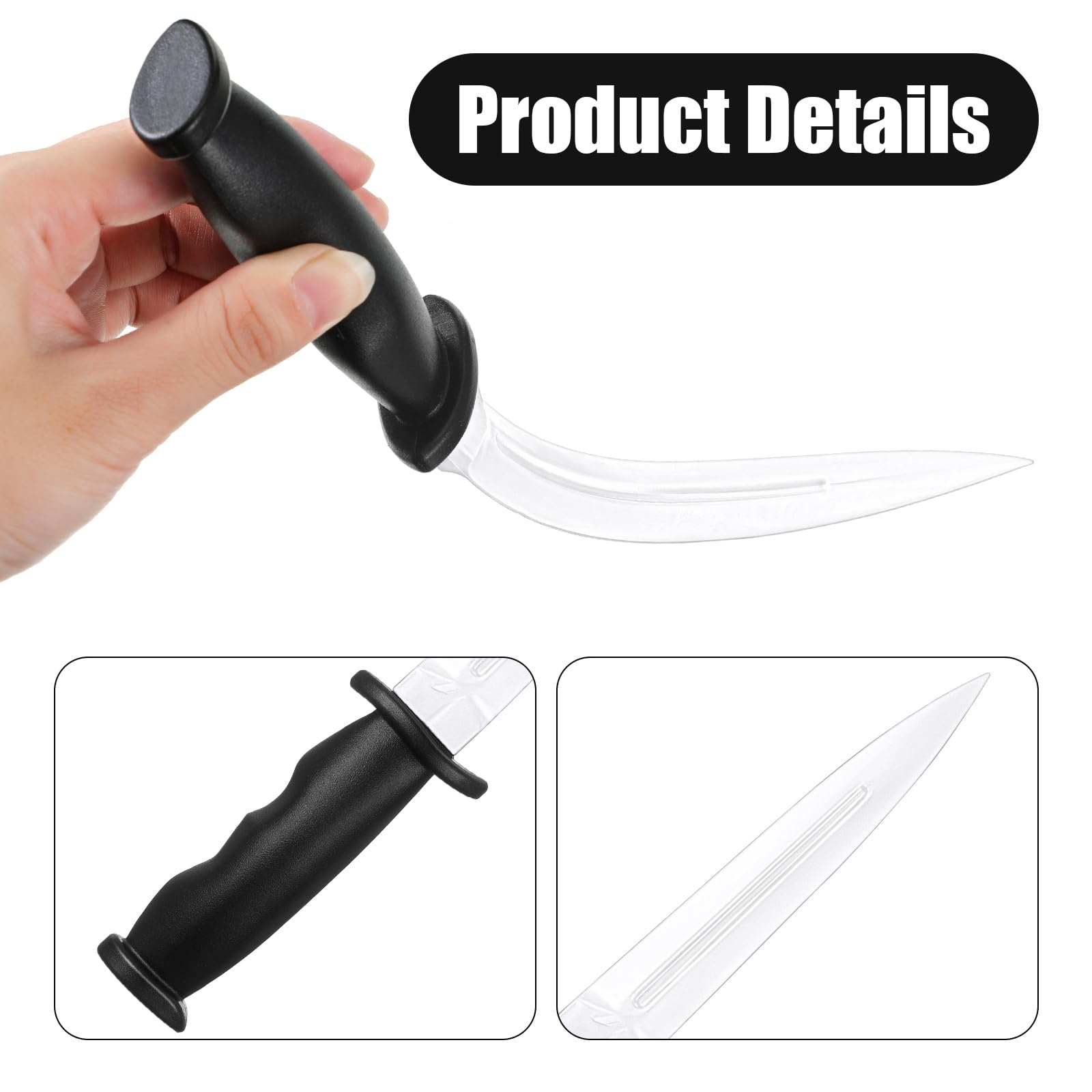 2 Cuchillos de Entrenamiento de Goma Armas Falsas Accesorios de Cuchillos de Goma de Práctica para Entrenamiento de Artes Marciales Deporte Autodefensa (Blanco)
