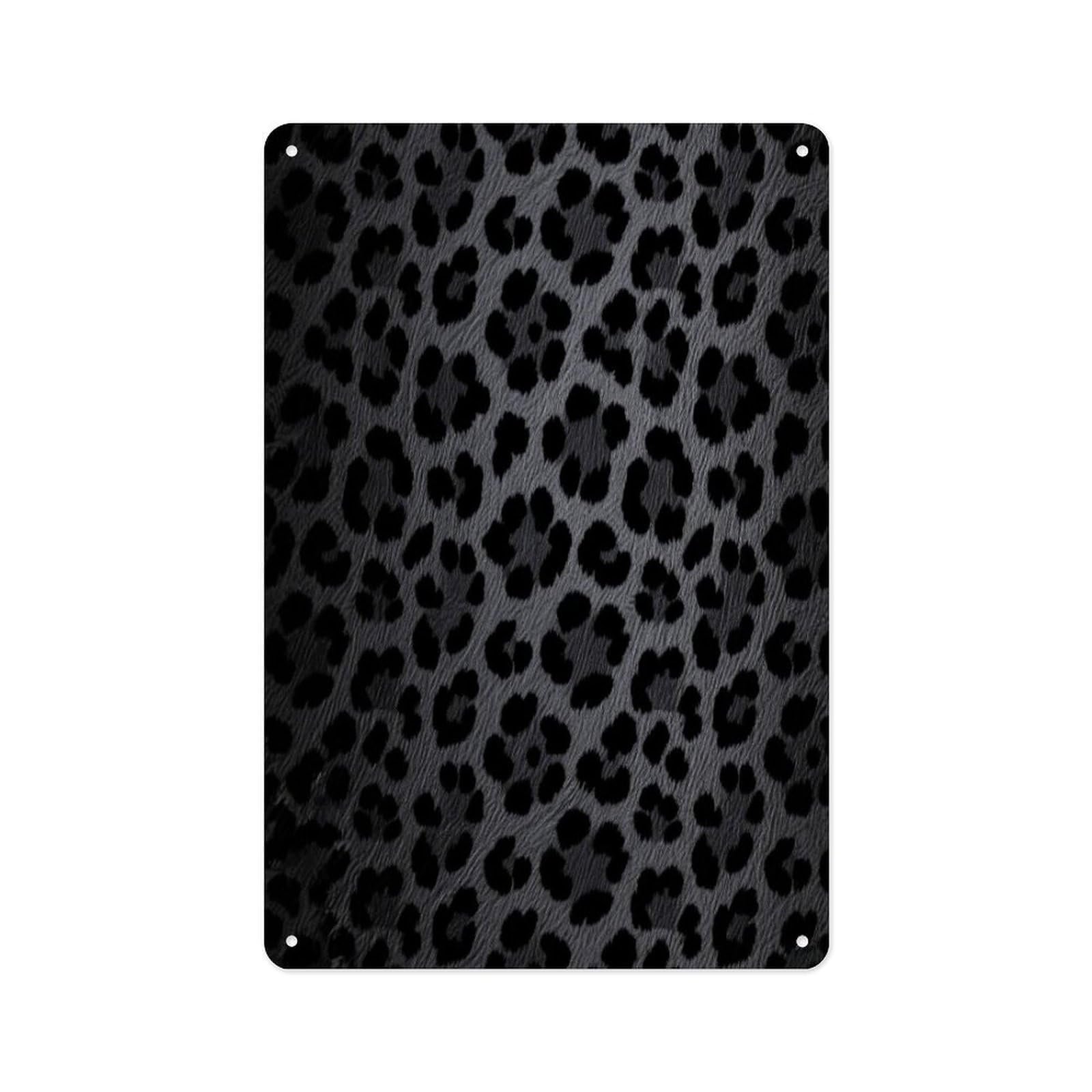 Fekiloot Style Night Black Leopard Print Wall Decor Metal Signs Tin Signs Poster