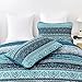 WONGS BEDDING Boho King Quilt Set, Blue Bohemian King Quilt Bedding Set, Lightweight Microfiber Bed Decor Bedspread for All Season 103