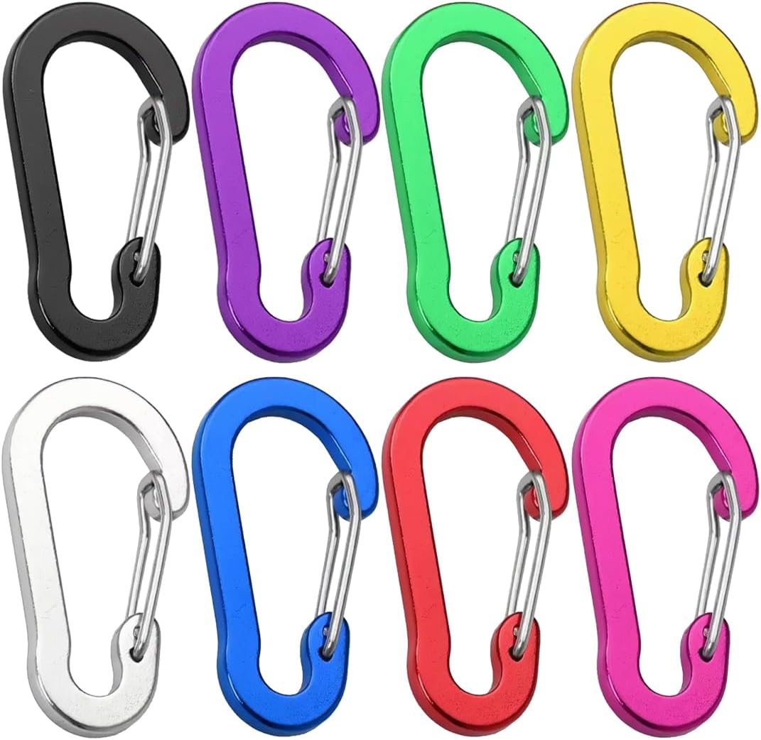 Multi-Use Carabiner Clips, Lightweight Locking Carabiner Clip, S-Type Spring Snap Keychain Hook