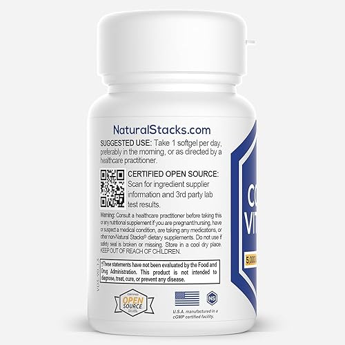 Miniatura 4 de NATURAL STACKS Vitamina D3 5000 UI - 30 cápsulas blandas. Píldoras de vitamina D para la inmunidad y el crecimiento celular, píldoras de aceite de