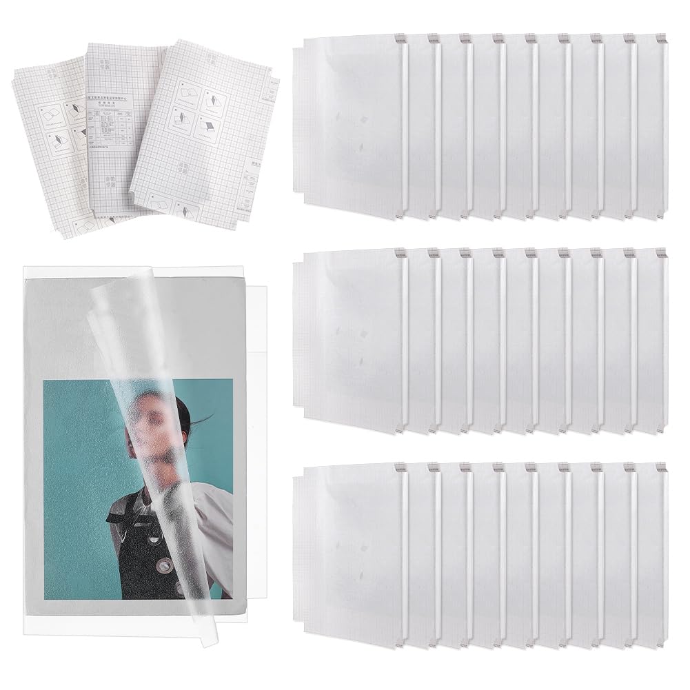 FINGERINSPIRE 30 Pcs Self-Adhesive Plastic Book Cover 210x280mm White Book Protector for Book Covers 16K Waterproof Book Wrap for Notebooks Novels Books Clear Cover Film with Long-Lasting Protection