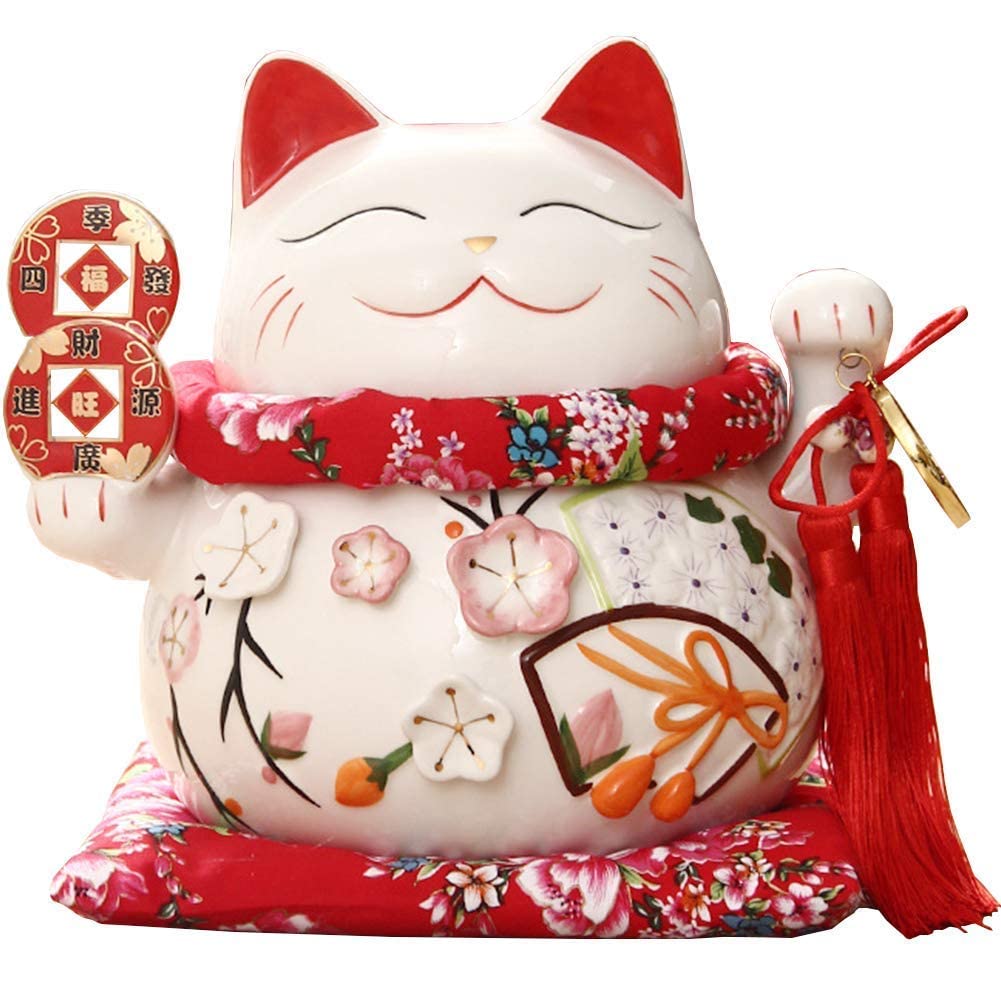 Figurines Décor Créatif Chat Chanceux Tirelire et Sculpture Richesse Feng Shui