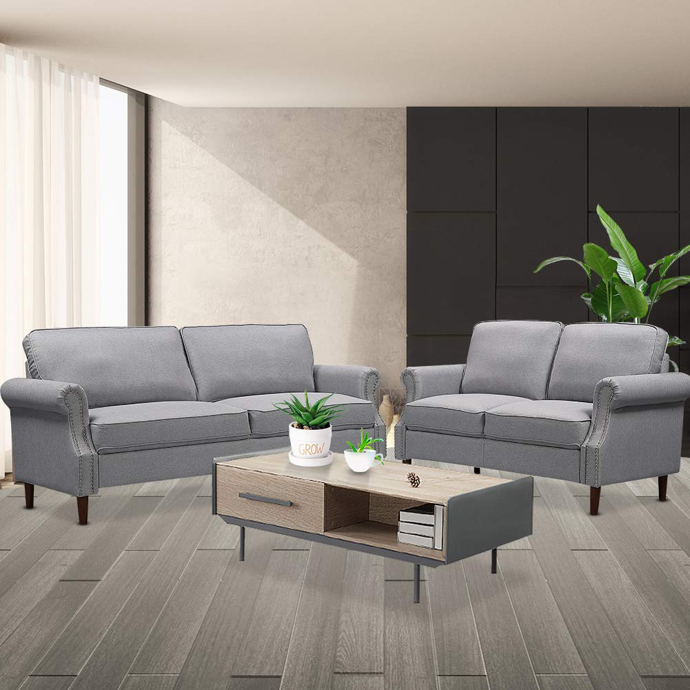 2 Piece Gray Living Room Upholstered Sofa And Loveseat Set Bryont Blog