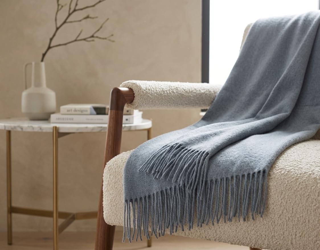 Coperta in lana vergine, 100% lana vergine, disponibile in diversi colori, 140 x 200 cm, coperta in lana vergine Tirolo, colore: blu (K), 140 x 200 cm