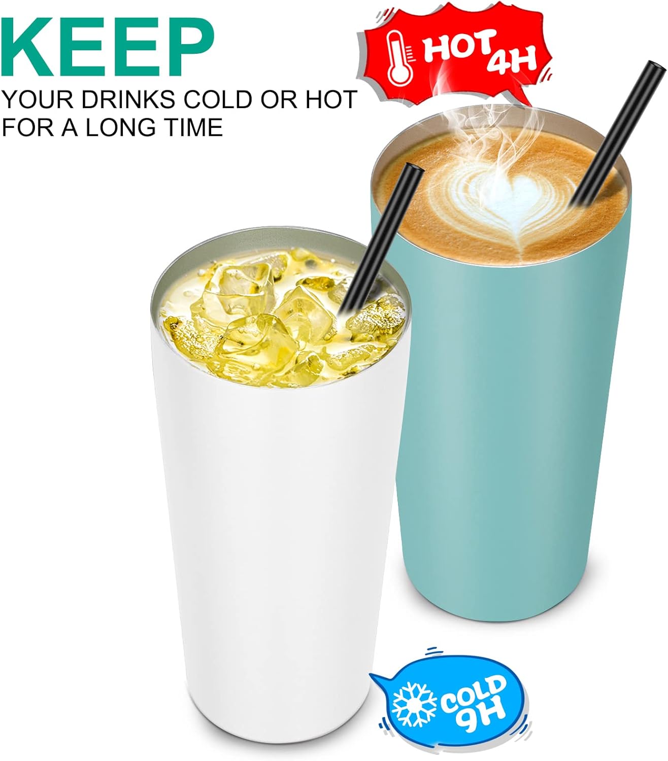 VEGOND 20oz Tumbler Bulk with Lid and Straw 12 Pack, Stainless Steel Vacuum Insulated Tumbler, Double Wall Coffee Cup Travel Mug, White - Image 4