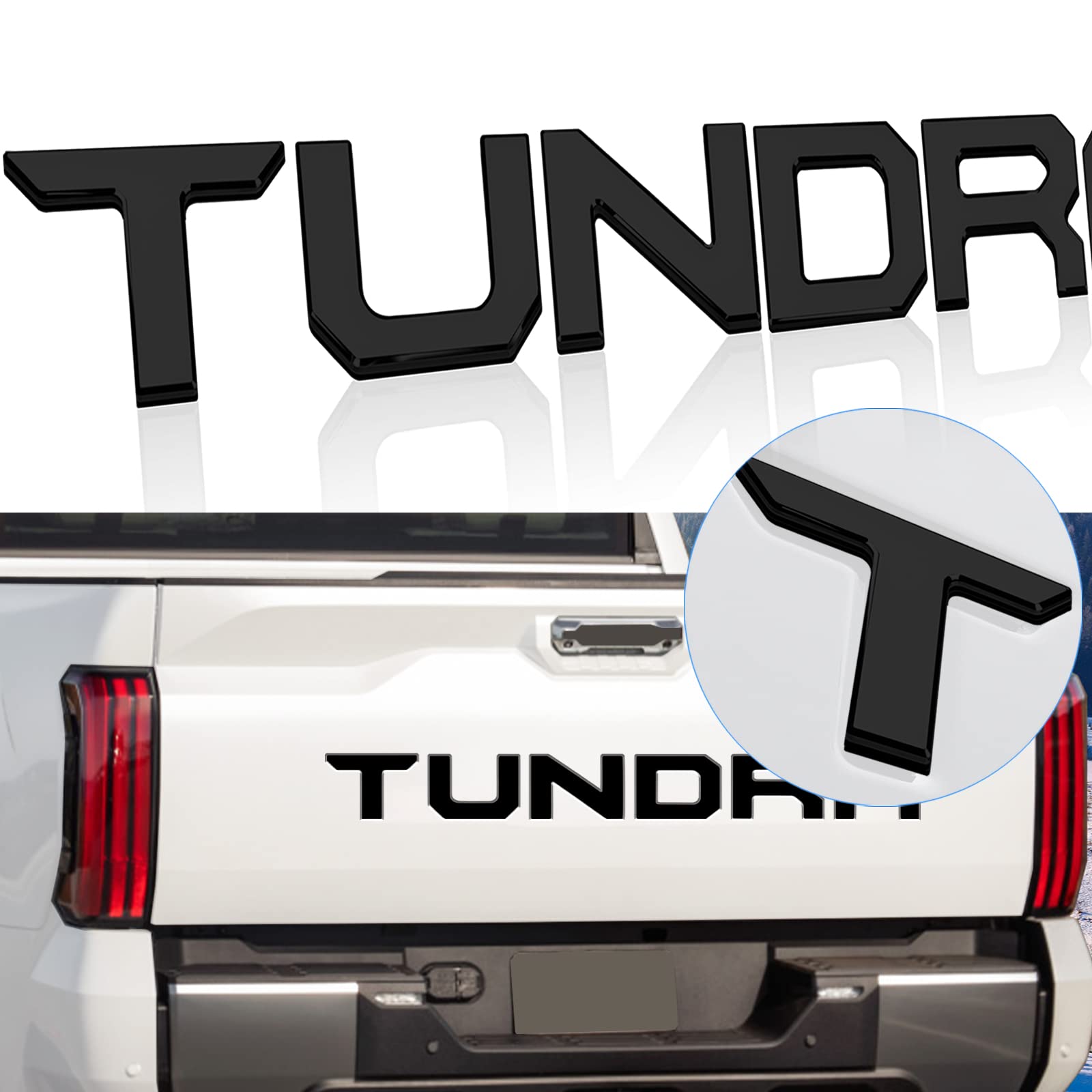 3D Raised Tailgate Inserts Letters Compatible for 2022 Tundra, ABS Plastic Inserts with Strong Adhesive Backing (Matte Black)