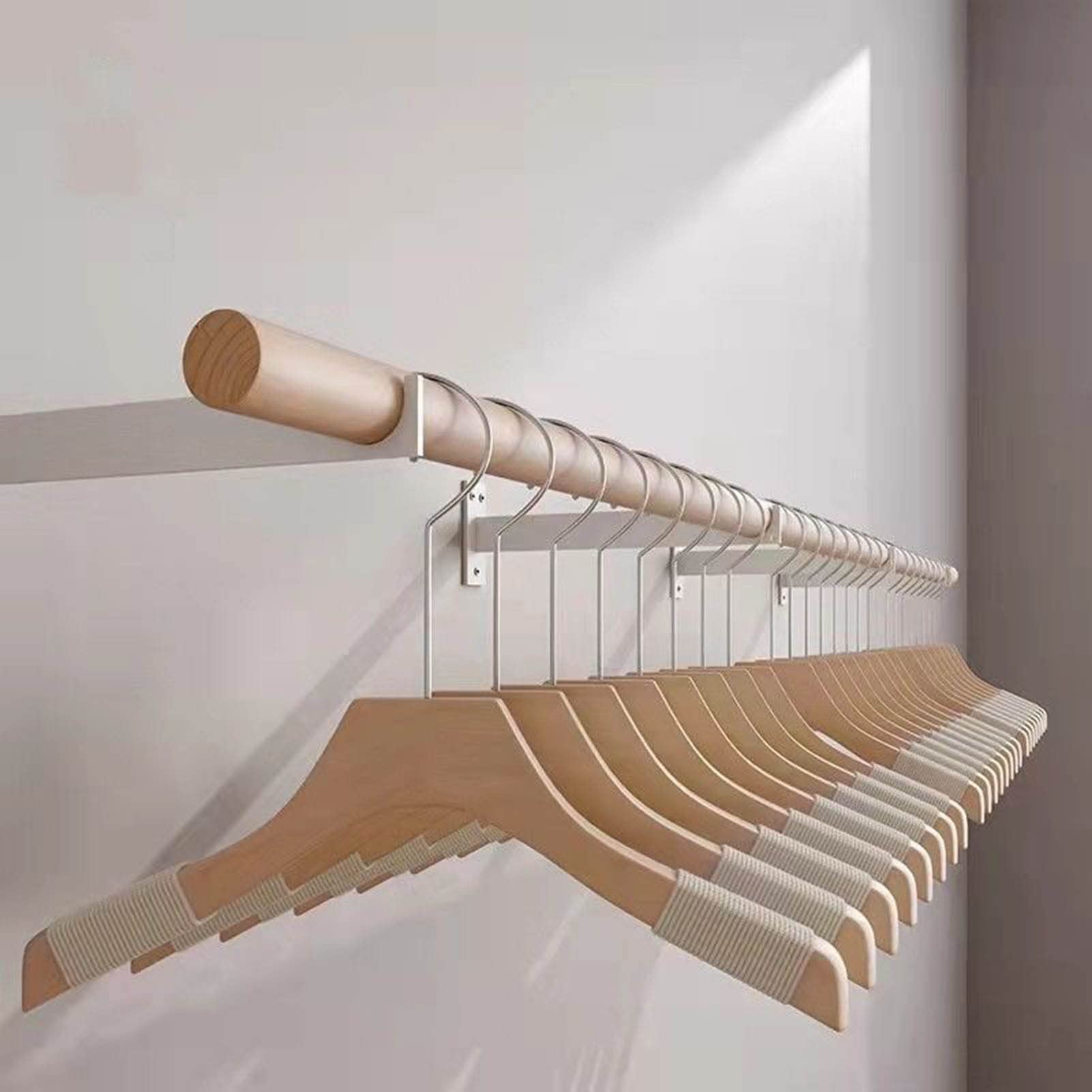 LRZPTDYU Wall Mounted Real Wood Shelf - Tidy Clothing Store Display Rack Commercial Garment Hanging Rails Floating Pipe Shelves for Clothes nization