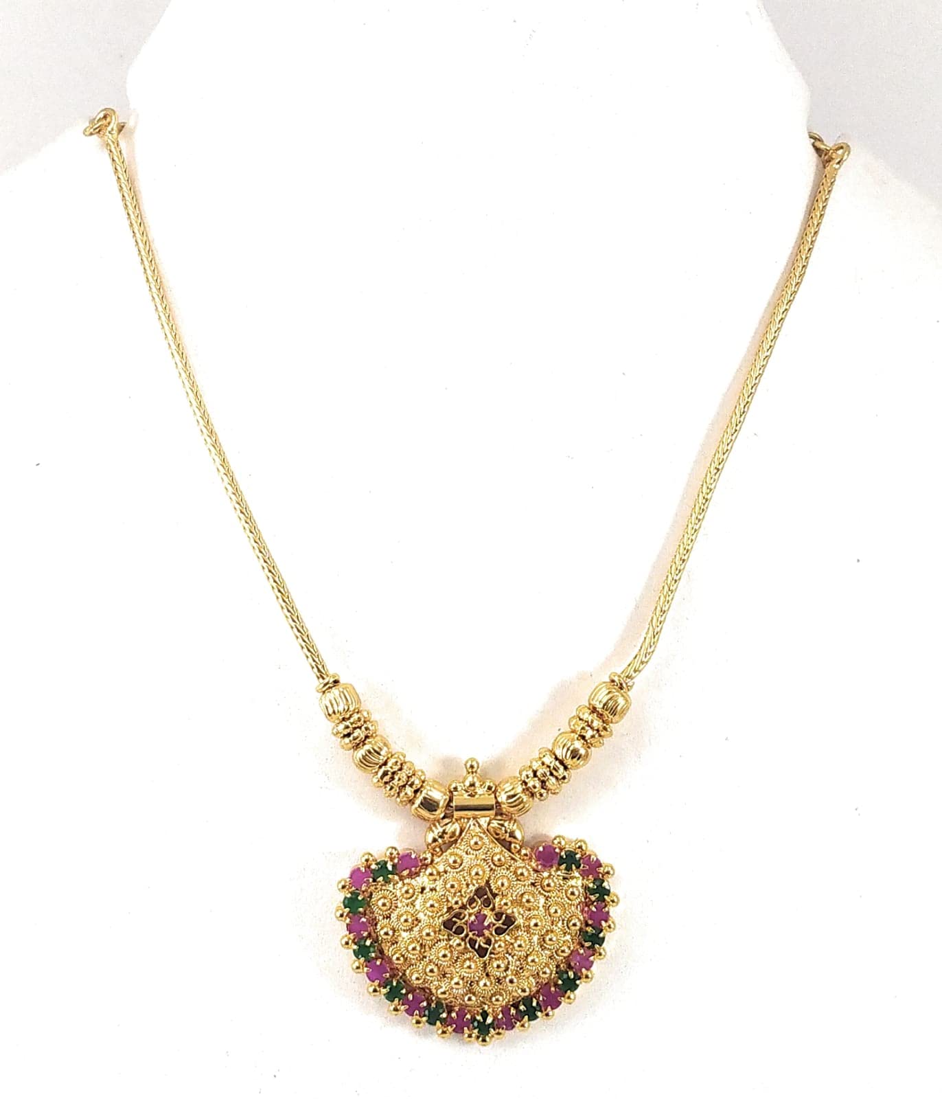 AFJ GOLD 1 Gram Micro Gold Plated South Indian Traditional Trendy Stylish Fashion Jewellery Ruby Emerald Stone Necklace for Women & Girls (OLT-NEC3076) (B07R59JJGW) Amazon Price History, Amazon Price Tracker