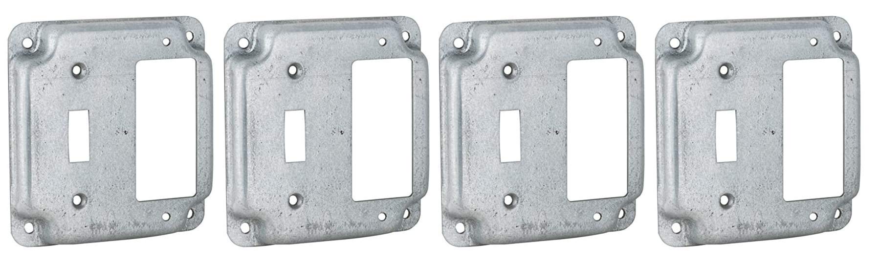 Hubbell-Raco 814C 1 Toggle and 1 GFCI 4-Inch Square Exposed Work Cover (F?ur Pa?k)