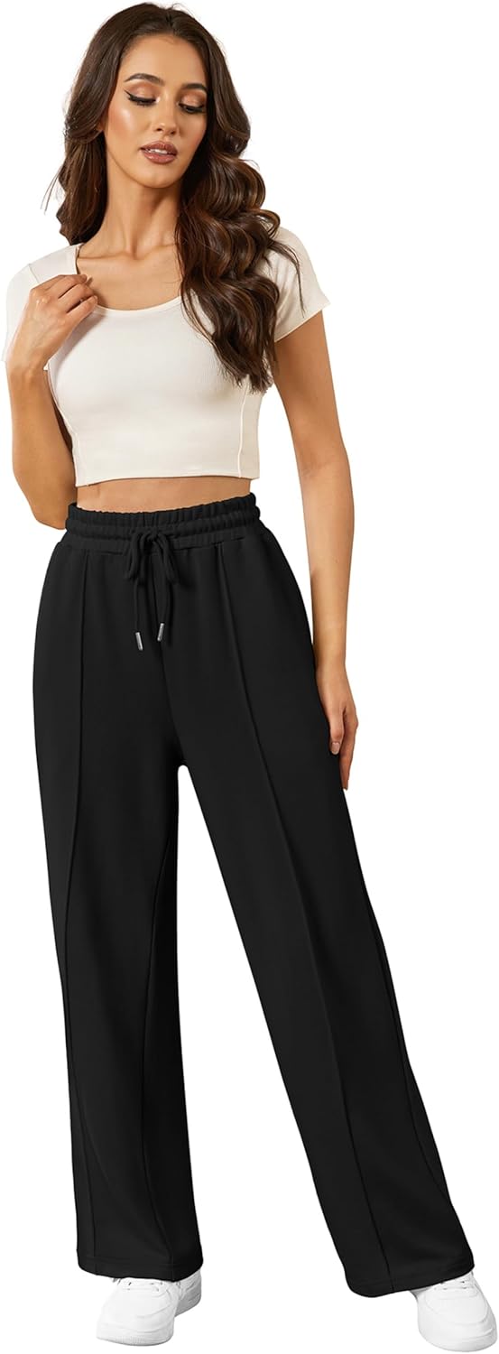 Womens Wide Leg Sweatpants Baggy Loose Comfy Pants Casual Lounge Sweatpants with Drawstring - Image 5