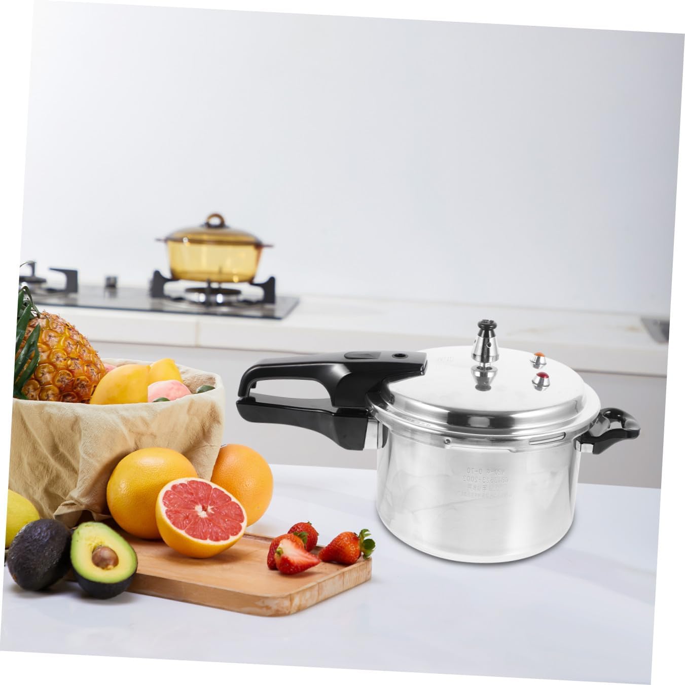 Garneck High Pressure Cooker Aluminum Alloy Kitchen Pot with Polished Composite Bottom Ergonomic Handle Compatible with Gas Stove and Induction Cookers Safe and Easy to Clean for
