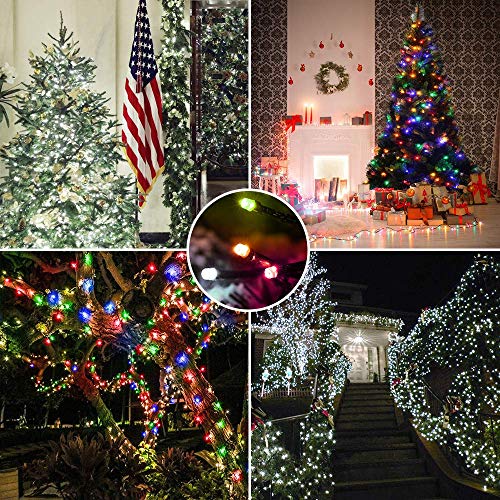 Image of Brizled Christmas Lights Outdoor, 180.4ft 500 LED Color Changing Christmas String Lights with Remote, 11 Modes Christmas Tree Lights Cool White & Multicolor Green Wire Xmas Lights for Xmas Party Home