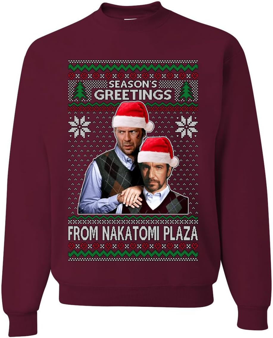 Wild Bobby Season's Greeting From Nakatomi Plaza Ugly Christmas Sweater Crewneck Graphic Sweatshirt