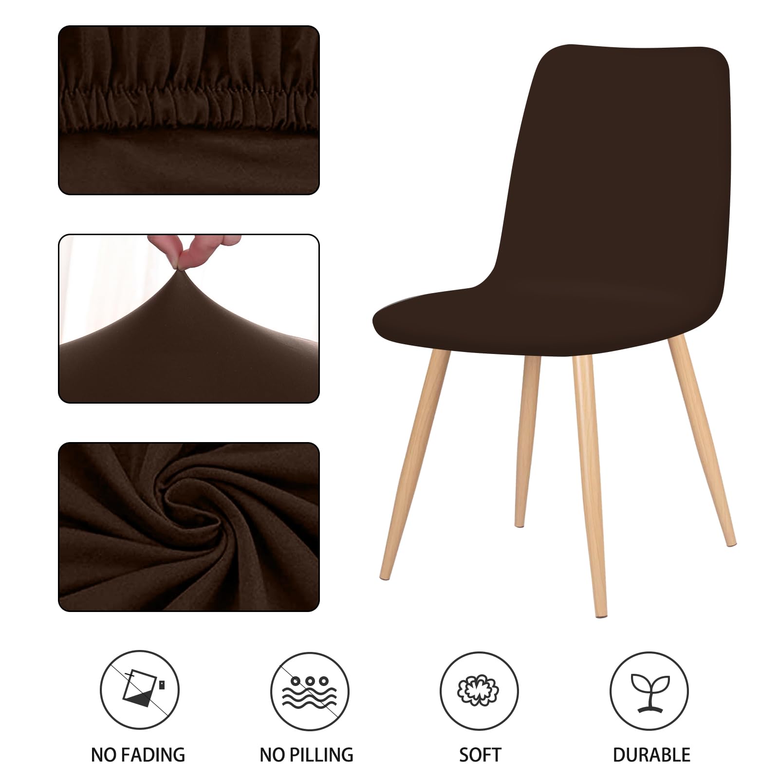FIGOOO Housse de Chaise Scandinaves Lot de 4 Housse de Chaise Extensible Salle à Manger Universel Amovible Lavable Durable Couverture de Chaise sans Accoudoir pour Cuisine Restaurant Déco,Bourgogne