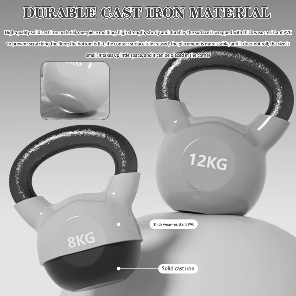Kettlebell-Gewichte Fitnesstraining Für Anfänger Kugelhantel, Heimhantel Aus Massivem Gusseisen, Bauch-/Armmuskulatur, Sportgeräte(Purple-8kg)